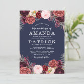 Marsala Blush Peony Wedding Einladungen (Stehend Vorderseite)