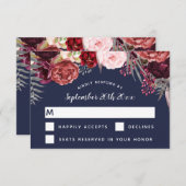 Marsala Blush Peony Wedding RSVP Cards (Vorne/Hinten)