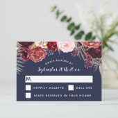 Marsala Blush Peony Wedding RSVP Cards Karte (Stehend Vorderseite)