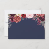 Marsala Blush Peony Wedding RSVP Cards Karte (Rückseite)