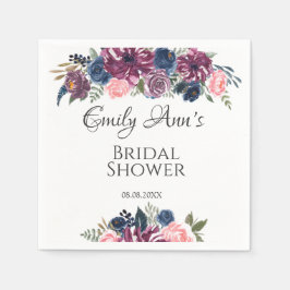 Marsala Blush Pink Navy Peonies Brautparty Serviette