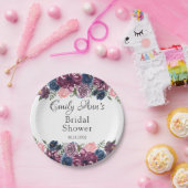 Marsala Blush Pink Navy Peony Brautparty Pappteller (Party)