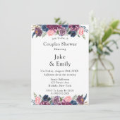 Marsala Blush Pink Navy Peony Couples Dusche Einladung (Stehend Vorderseite)