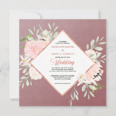 Marsala Blush Rose Blumenrahmen Einladung Hochzeit (Vorderseite)