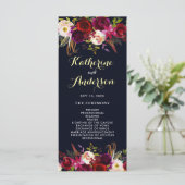 Marsala Boho Floral Wedding Program Programm (Stehend Vorderseite)