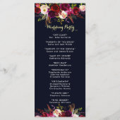 Marsala Boho Floral Wedding Program Programm (Rückseite)