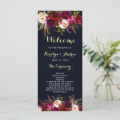 Marsala Boho Floral Wedding Program Programm (Stehend Vorderseite)