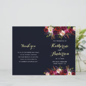 Marsala Boho Folded Wedding Programm für die Marin (Stehend Vorderseite)