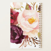 Marsala Boho Gold Bouquet Jährlich monatlich Planer (Rückseite)