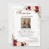 Marsala Boho Gold Memorial Service Beerdigung Foto Einladung (Vorderseite)