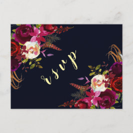 Marsala Boho Herbsthochzeit RSVP Einladungspostkarte