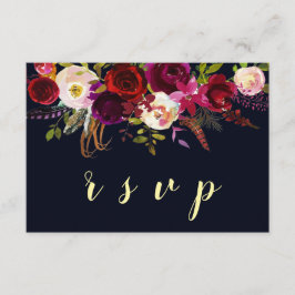 Marsala Boho Hochzeit im Herbst RSVP Card Karte