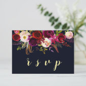 Marsala Boho Hochzeit im Herbst RSVP Card Karte (Stehend Vorderseite)