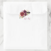 Marsala Boho monogramm Hochzeitsstiftung Umschlag  Runder Aufkleber (Tasche)