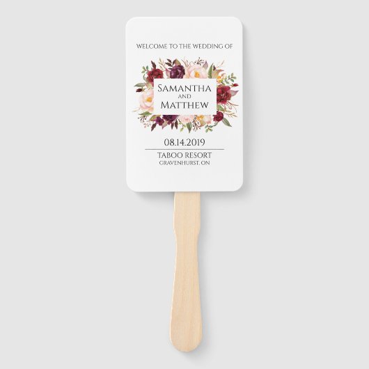 Marsala Bortered Wedding Program Fächer (Vorderseite)