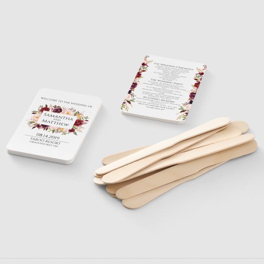 Marsala Bortered Wedding Program Fächer (Non-assembled)