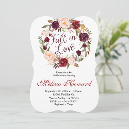 Marsala Brautparty-Faleinladung Einladung (Stehend Vorderseite)