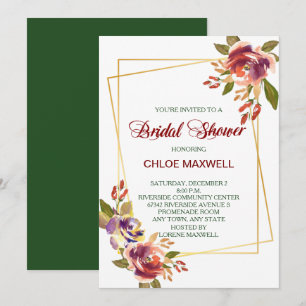 Marsala Bronze Rose Bridal Dusche Einladung