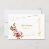Marsala Bronze Rose Floral Wedding RSVP Karte (Vorderseite)