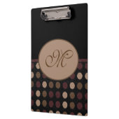 Marsala Brown Black Polka Dot Monogram Clipboard Klemmbrett (Links)
