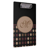 Marsala Brown Black Polka Dot Monogram Clipboard Klemmbrett (Rechts)