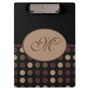 Marsala Brown Black Polka Dot Monogram Clipboard Klemmbrett