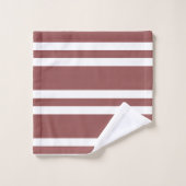 Marsala Brown und White Stripes Badhandtuch Set (Waschlappen)
