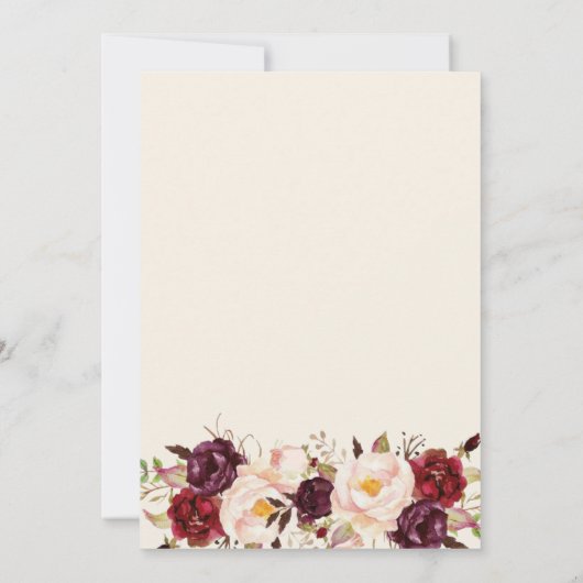 Marsala Burgandy Brautparty Einladung (Rückseite)