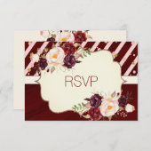 Marsala Burgandy Watercolor Floral RSVP Card (Vorne/Hinten)