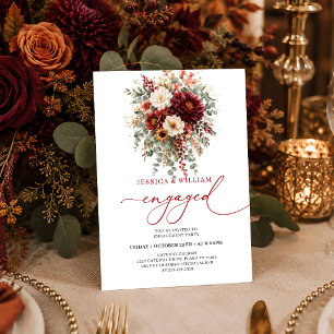 Marsala Burgund Gold Eukalyptus Herbst-Hochzeitsei Einladung