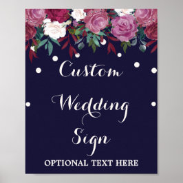 Marsala & Burgund Navy Custom Wedding Sign Poster