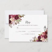 Marsala Burgund Red Floral Wedding RSVP (Vorderseite)