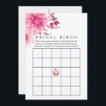 Marsala - Burgund und Blush Herbst Bridal Bingo Hinweiskarte<br><div class="desc">Burgund und rot rosa Unterwasserfarbe Brautparty Bingokarten mit Herbst Dahlien und Blätter.</div>