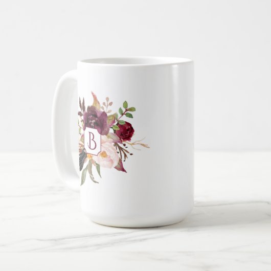 Marsala Burgunder rotes rosa Boho versieht Kaffeetasse (Vorderseite Links)