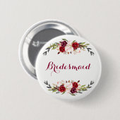 Marsala burgundrot rosa Blumengehilfin Button (Vorne & Hinten)