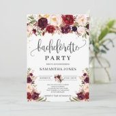 Marsala burgundy Bachelorette Einladung (Stehend Vorderseite)