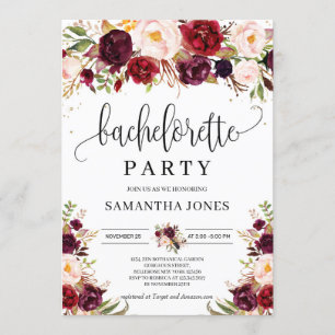 Marsala burgundy Bachelorette Einladung