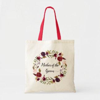 Marsala Burgundy Bloral Wreath Mother of Groom Tragetasche