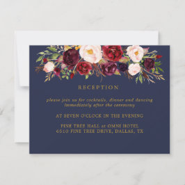 Marsala Burgundy Blume Hochzeitskarte RSVP Karte