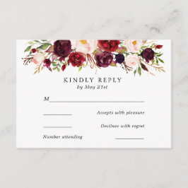 Marsala Burgundy Blume Wedding RSVP Card