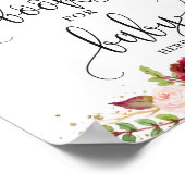 Marsala burgundy blumengoldene Bücher für Babyzeic Poster (Ecke)