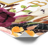 Marsala burgundy Blush Baby Dusche Foto Stütze Poster (Ecke)