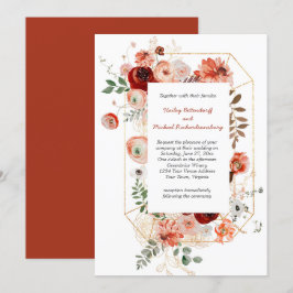 Marsala Burgundy Blush Fall Floral Wedding Einladung