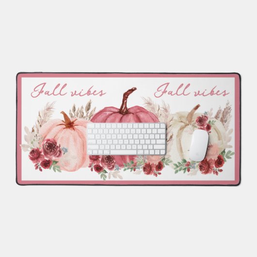 Marsala Burgundy Boho Fall Pumpkins Name Desk Mat Schreibtischunterlage (Tastatur & Maus)