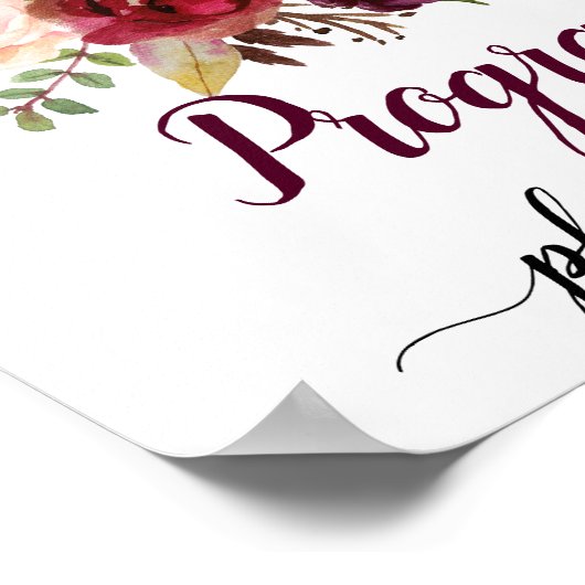 Marsala Burgundy Boho Floral Wedding Programs sign Poster (Ecke)