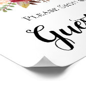 Marsala Burgundy Boho Rose Guest Book Sign Poster (Ecke)