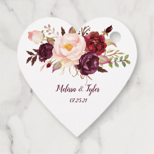 Marsala Burgundy Boho Wedding | Geschenkanhänger (Rückseite)