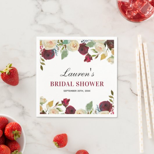 Marsala Burgundy Fall Brautparty Table Paper Serviette (Beispiel)