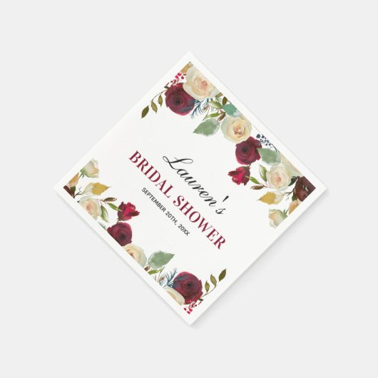 Marsala Burgundy Fall Brautparty Table Paper Serviette (Ecke)