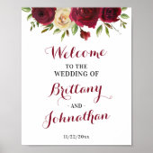 Marsala Burgundy Fall Elegantes Hochzeitsszenario Poster (Vorne)